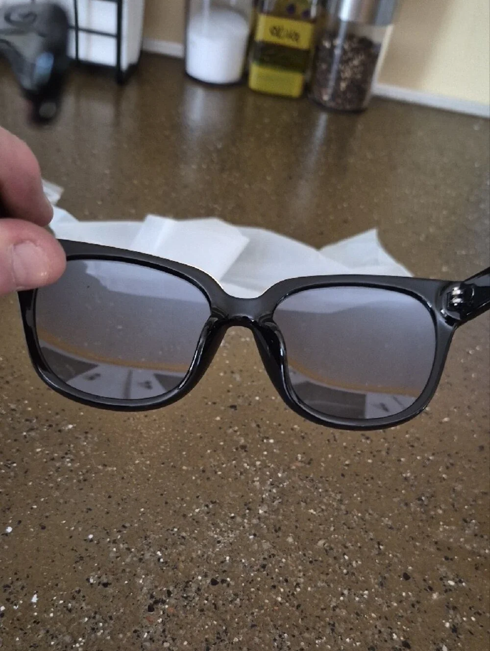 Women's Black Square Fashion Sunglasses with Subtle Gold Accent